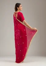 Maroon Threadwork Georgette Saree - Image 3