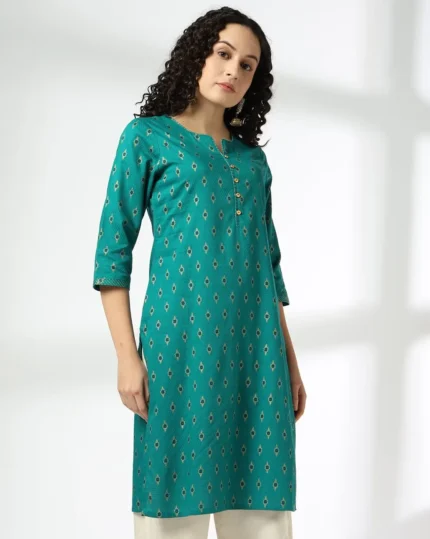 Women Block Print Straight Kurta