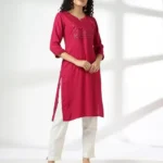 Women Straight Kurta with Embellished Yoke