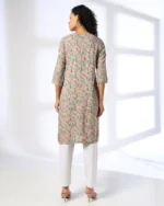 Women Paisley Print Straight Kurta With Neck Tie-Up - Image 3