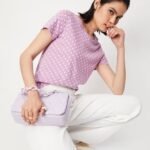 Women Polka-Dot Relaxed Fit Crew-Neck T-Shirt