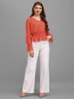 Bright Red Minimal Women's Tops - Image 2