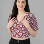 Crop Tops for Women Western Wear Maroon